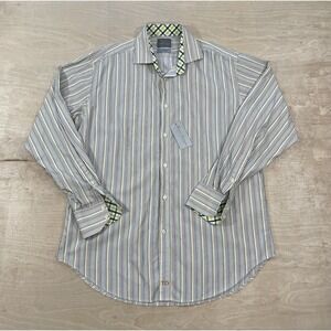 Thomas Dean‎ Mens Size M Striped Button-Front Dress Shirt NWT